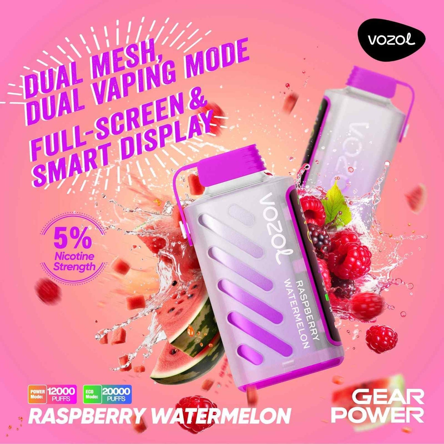 VOZOL Gear Power 20000 | Raspberry Watermelon